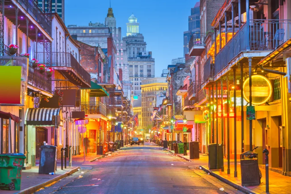 New orleans street with neon lights book today with acx travel.