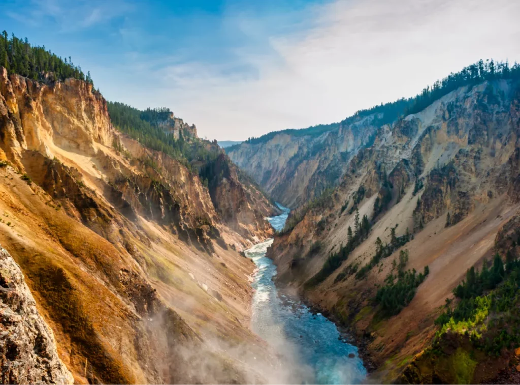Scenic view of yellowstone canyon on grand circle adventure excursion booked with acx travel.