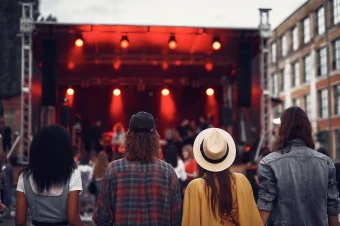 Group of friends enjoying live music.