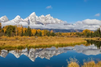 Grand teton mountains during fall.